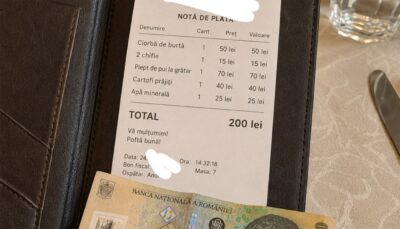A plătit 200 de lei la restaurant și a lăsat doar 5 lei bacșiș. Gestul care a aprins spiritele pe internet