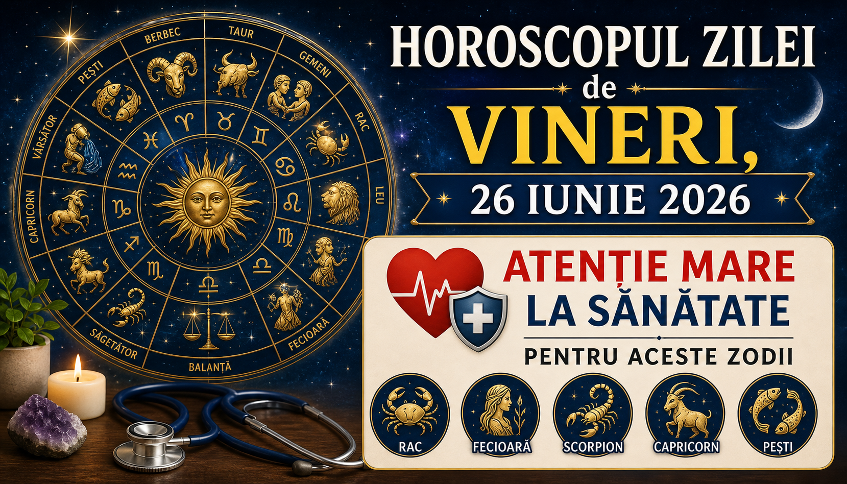 Horoscopul zilei de Vineri, 26 iunie 2026. Atenție mare la sănătate pentru aceste zodii