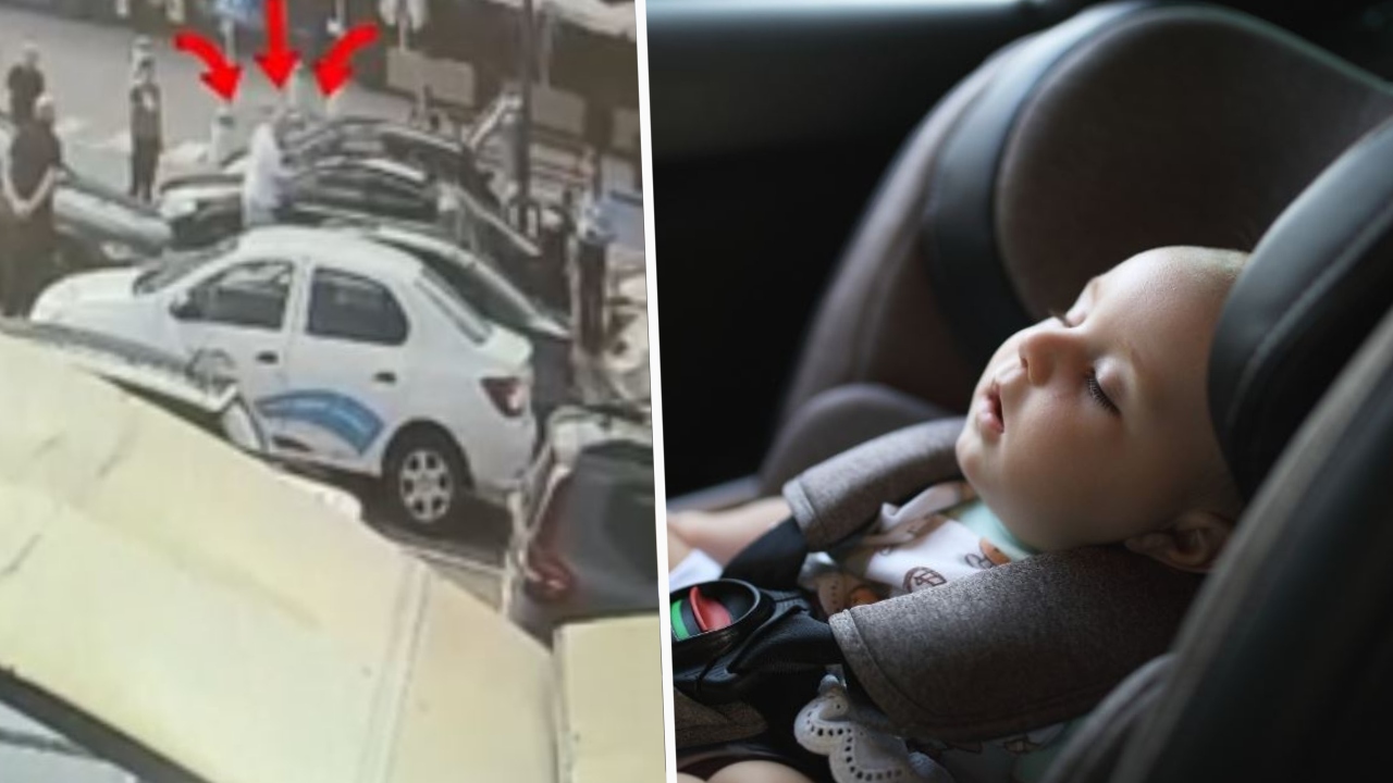 Clipe de coșmar pentru un bebeluș! A rămas blocat în mașina încinsă. Gestul salvator al unui jandarm