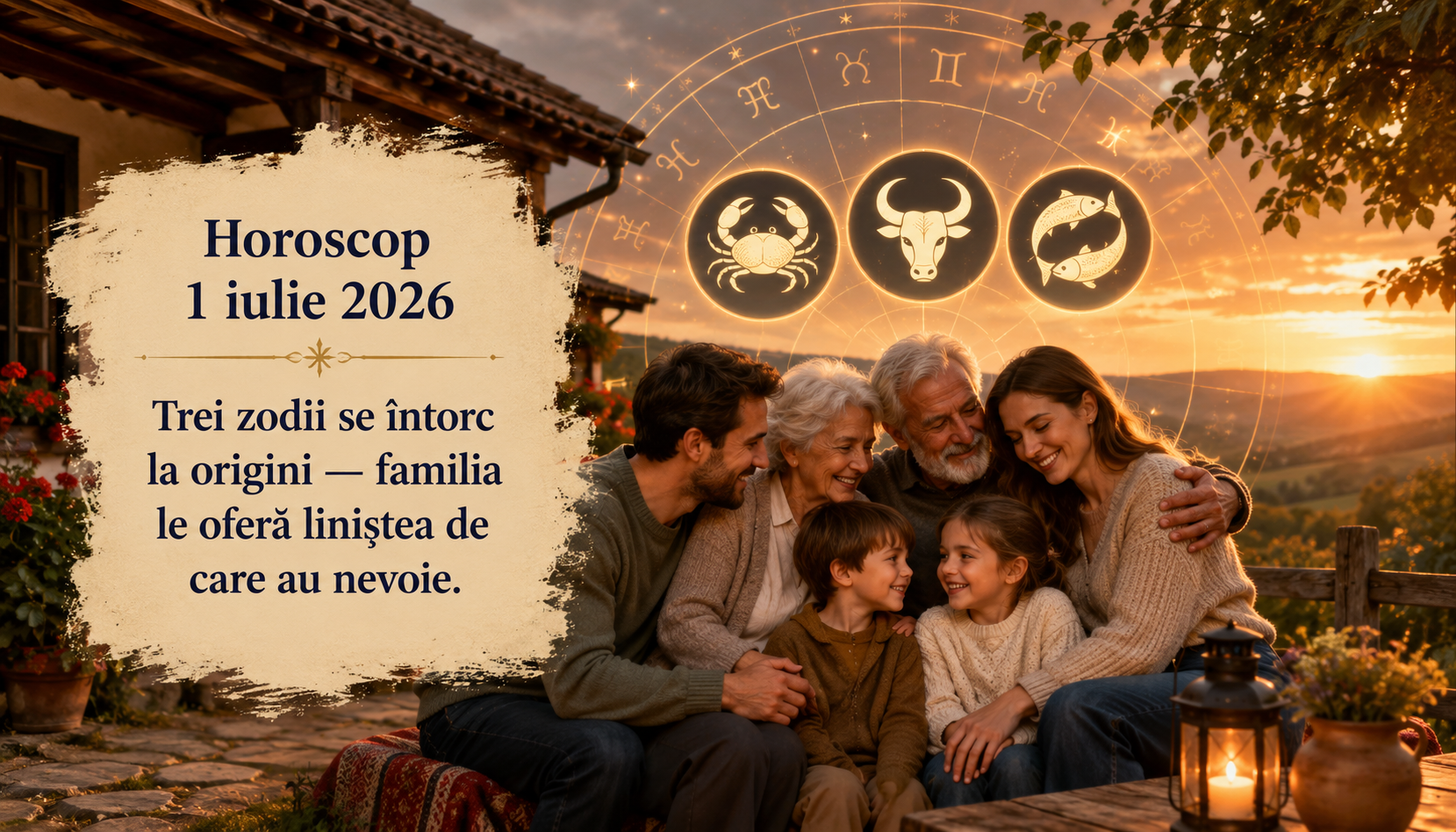 Horoscop 1 iulie 2026. Trei zodii se întorc la origini — familia le oferă liniștea de care au nevoie