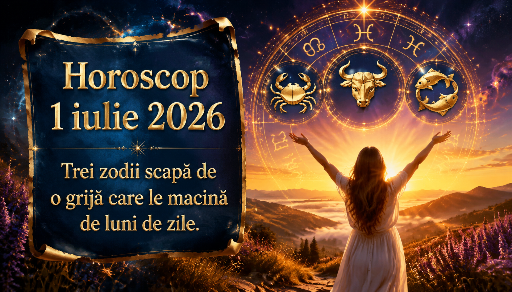 Horoscop 1 iulie 2026. Trei zodii scapă de o grijă care le macină de luni de zile