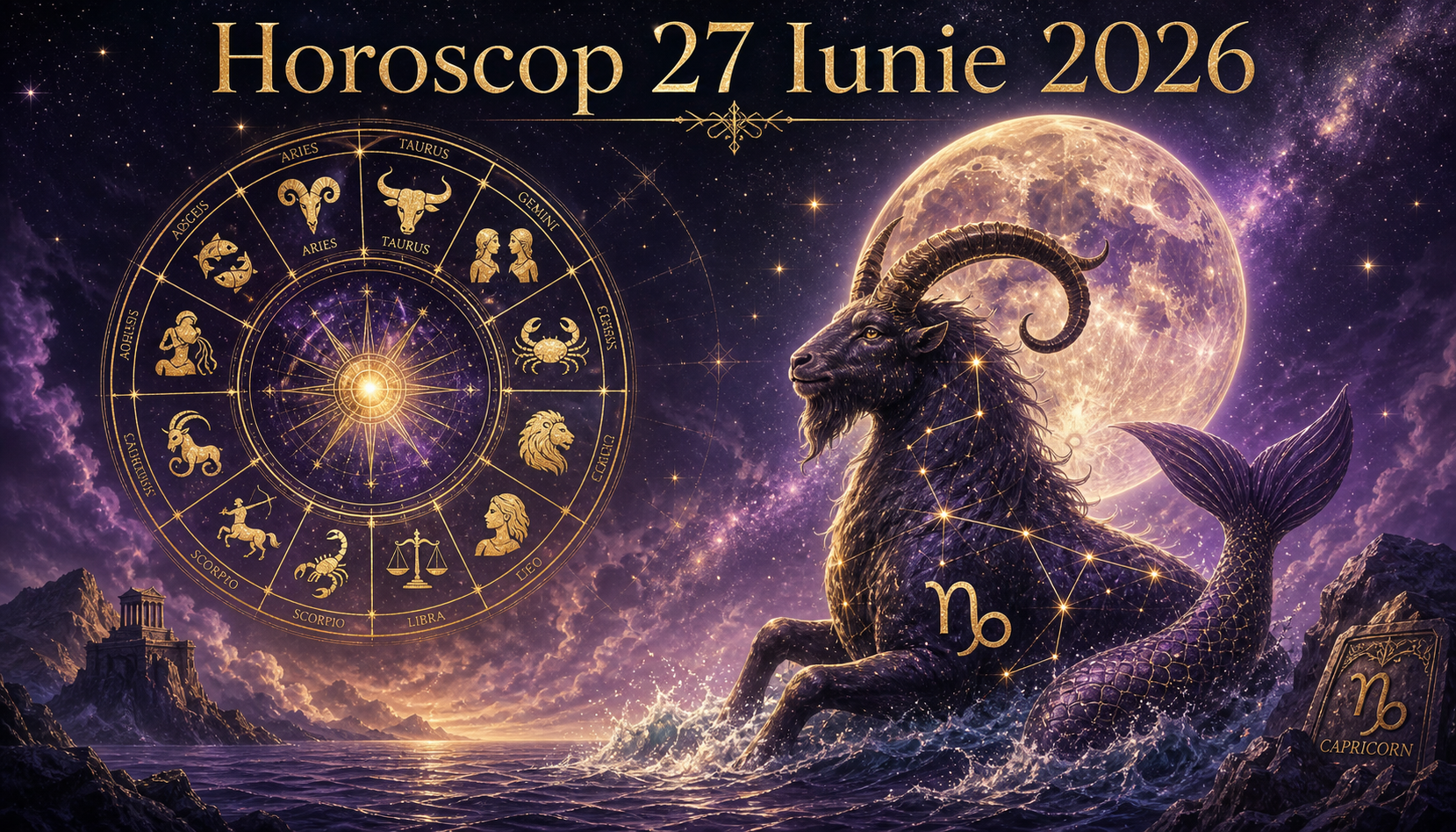 Horoscopul zilei de Sâmbătă, 27 iunie 2026. Luna Plină în Capricorn deschide un portal financiar — patru zodii își triplează veniturile