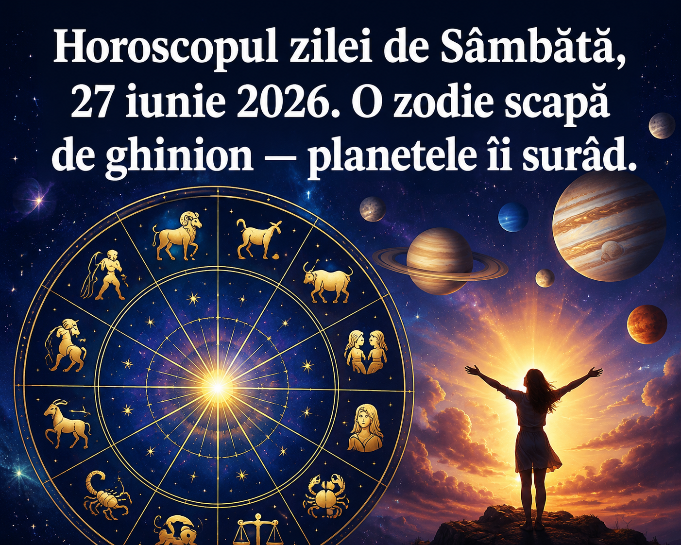 Horoscopul zilei de Sâmbătă, 27 iunie 2026. O zodie scapă de ghinion — planetele îi surâd