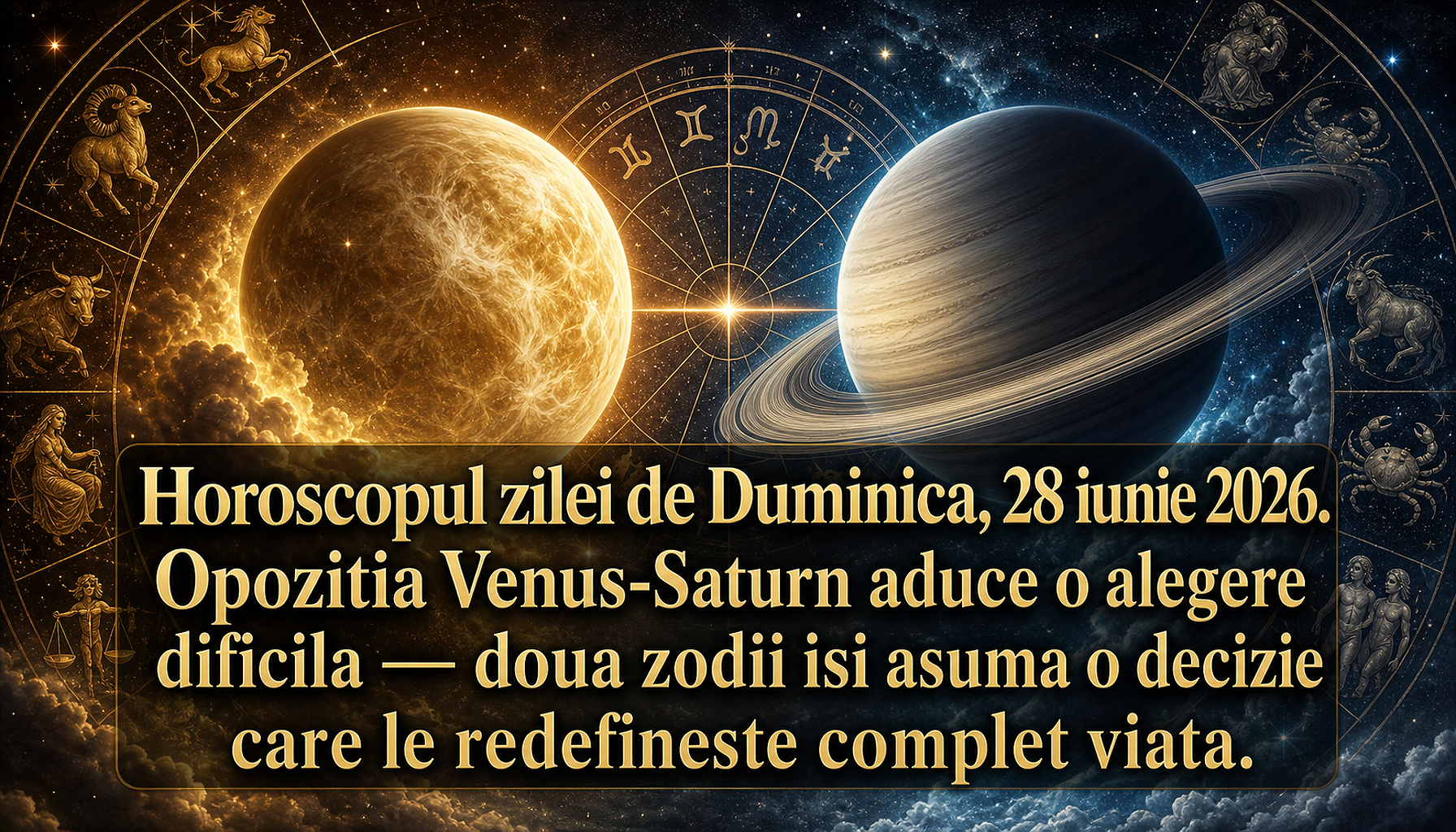 Horoscopul zilei de Duminică, 28 iunie 2026. Opoziția Venus-Saturn aduce o alegere dificilă — două zodii își asumă o decizie care le redefinește complet viața
