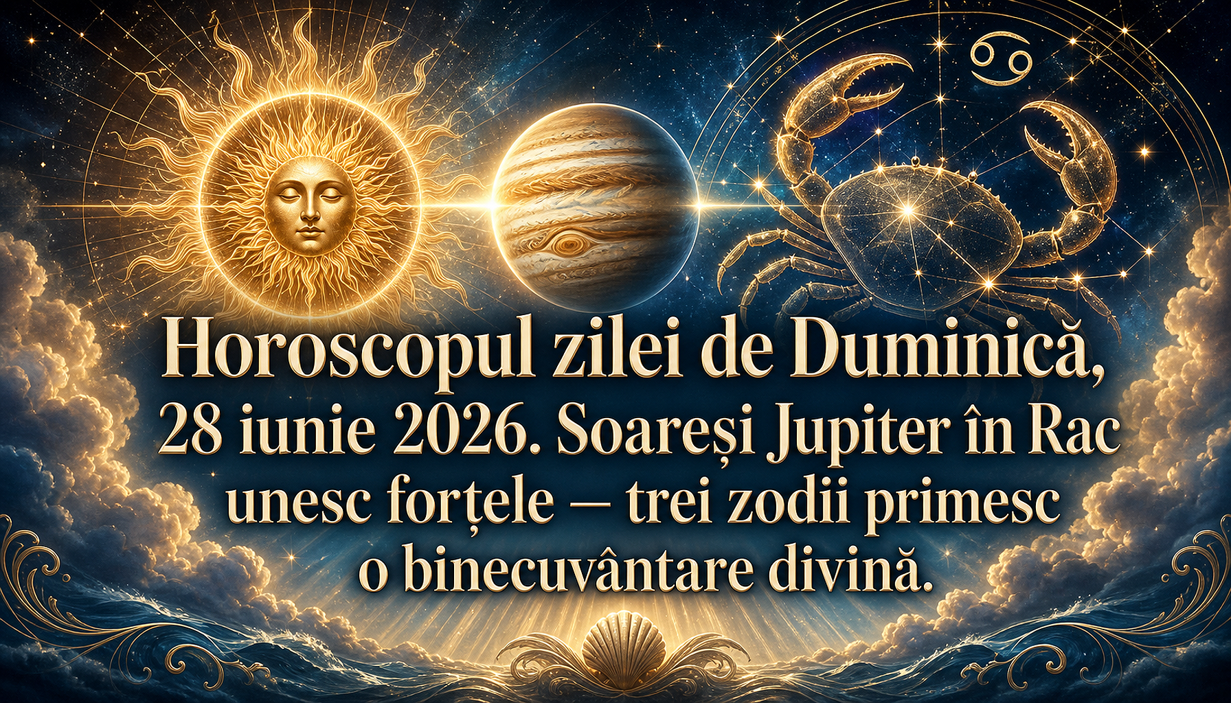 Horoscopul zilei de Duminică, 28 iunie 2026. Soareși Jupiter în Rac unesc forțele — trei zodii primesc o binecuvântare divină și își împlinesc visul cel mai mare