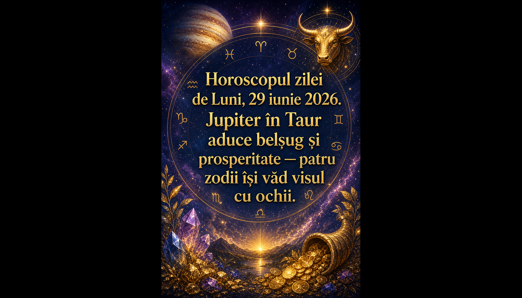 Horoscopul zilei de Luni, 29 iunie 2026. Jupiter în Taur aduce belșug și prosperitate — patru zodii își văd visul cu ochii