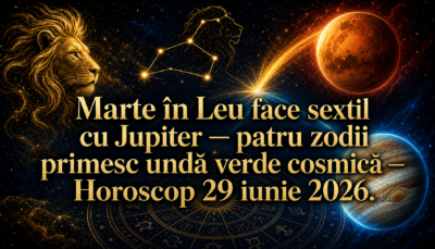Horoscopul zilei de Luni, 29 iunie 2026. Marte în Leu face sextil cu Jupiter — patru zodii primesc undă verde cosmică pentru o săptămână de foc