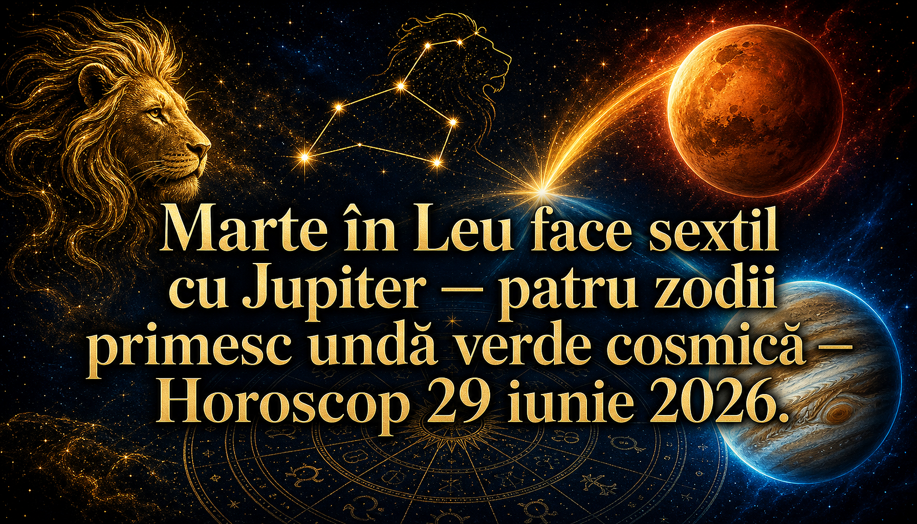 Horoscopul zilei de Luni, 29 iunie 2026. Marte în Leu face sextil cu Jupiter — patru zodii primesc undă verde cosmică pentru o săptămână de foc