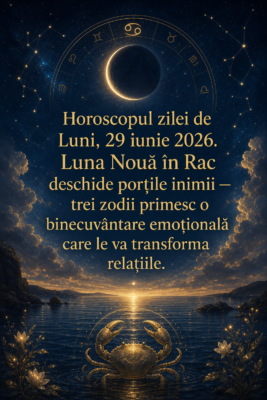 Horoscopul zilei de Luni, 29 iunie 2026. Luna Nouă în Rac deschide porțile inimii — trei zodii primesc o binecuvântare emoțională care le va transforma relațiile