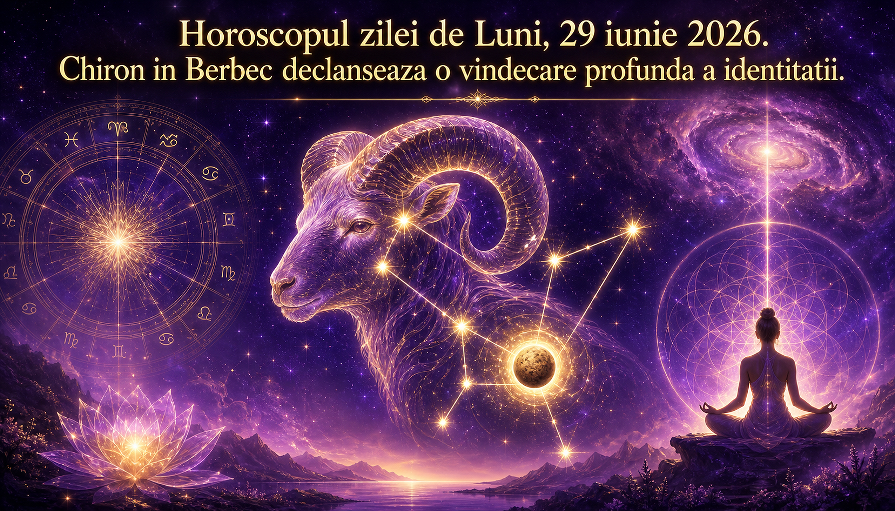 Horoscopul zilei de Luni, 29 iunie 2026. Chiron în Berbec declanșează o vindecare profundă a identității — cinci zodii își revendică puterea personală și se eliberează de insecurități