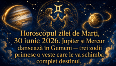 Horoscopul zilei de Marți, 30 iunie 2026. Jupiter și Mercur dansează în Gemeni — trei zodii primesc o veste care le va schimba complet destinul