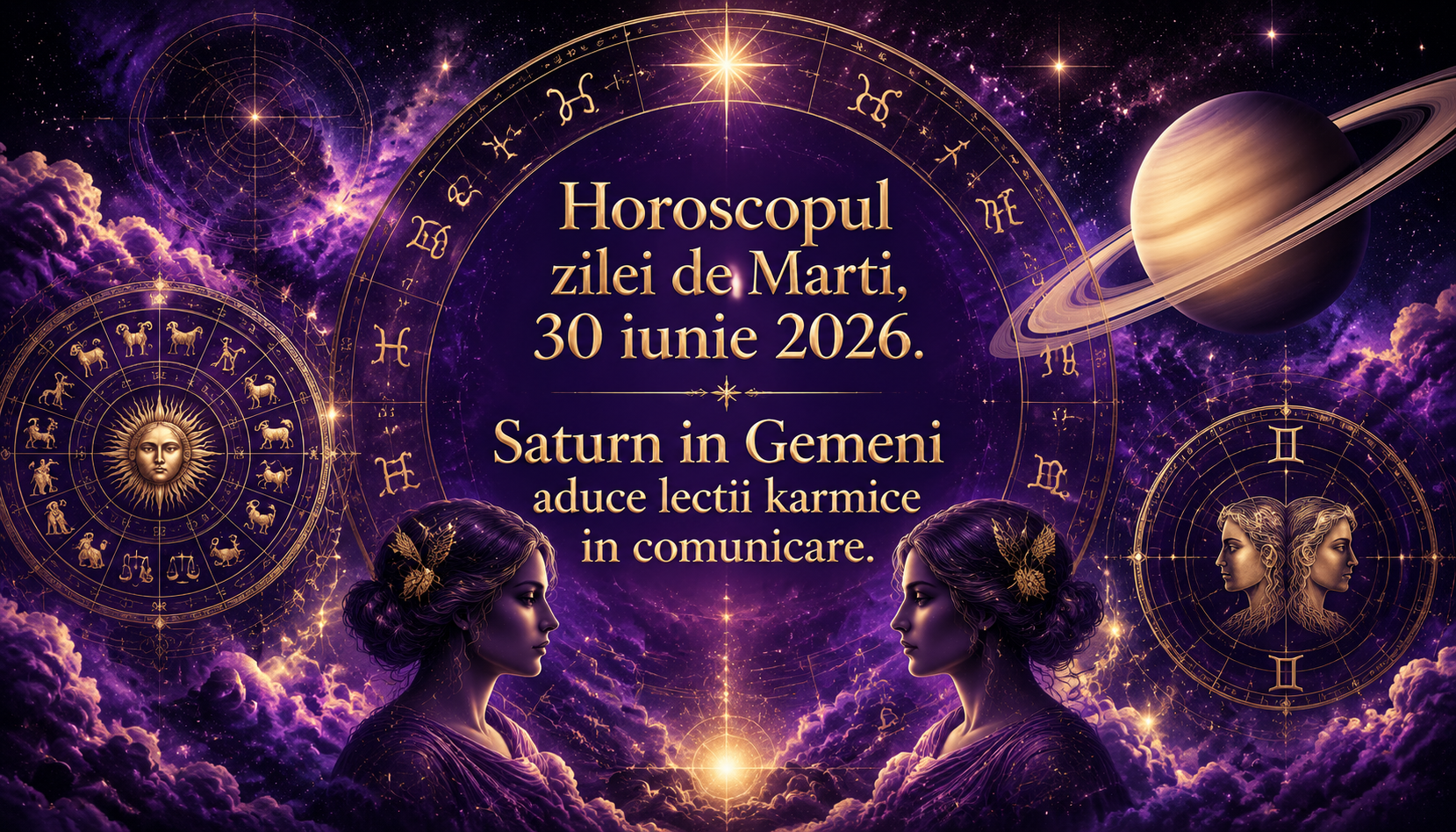 Horoscopul zilei de Marți, 30 iunie 2026. Saturn în Gemeni aduce lecții karmice în comunicare — patru zodii își asumă responsabilitatea pentru cuvintele lor și intră într-o perioadă de maturizare mentală