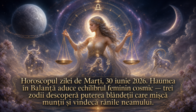 Horoscopul zilei de Marți, 30 iunie 2026. Haumea în Balanță aduce echilibrul feminin cosmic — trei zodii descoperă puterea blândeții care mișcă munții și vindecă rănile neamului