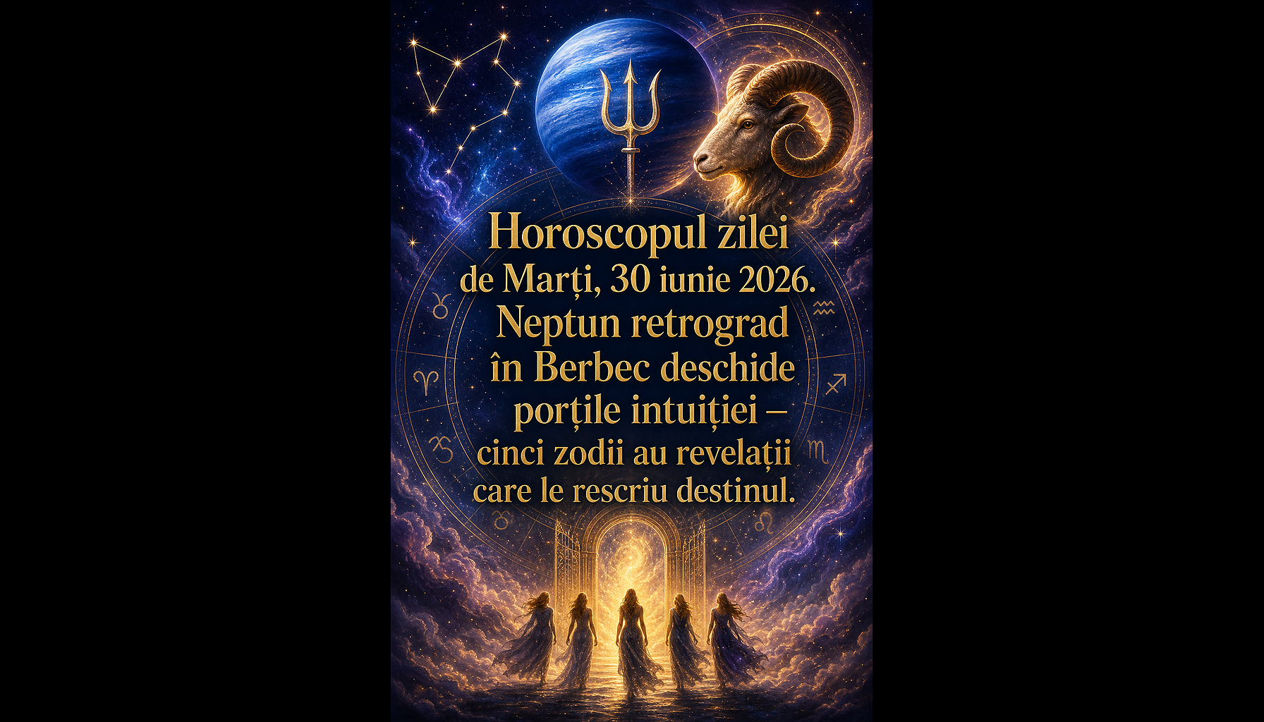Horoscopul zilei de Marți, 30 iunie 2026. Neptun retrograd în Berbec deschide porțile intuiției — cinci zodii au revelații care le rescriu destinul