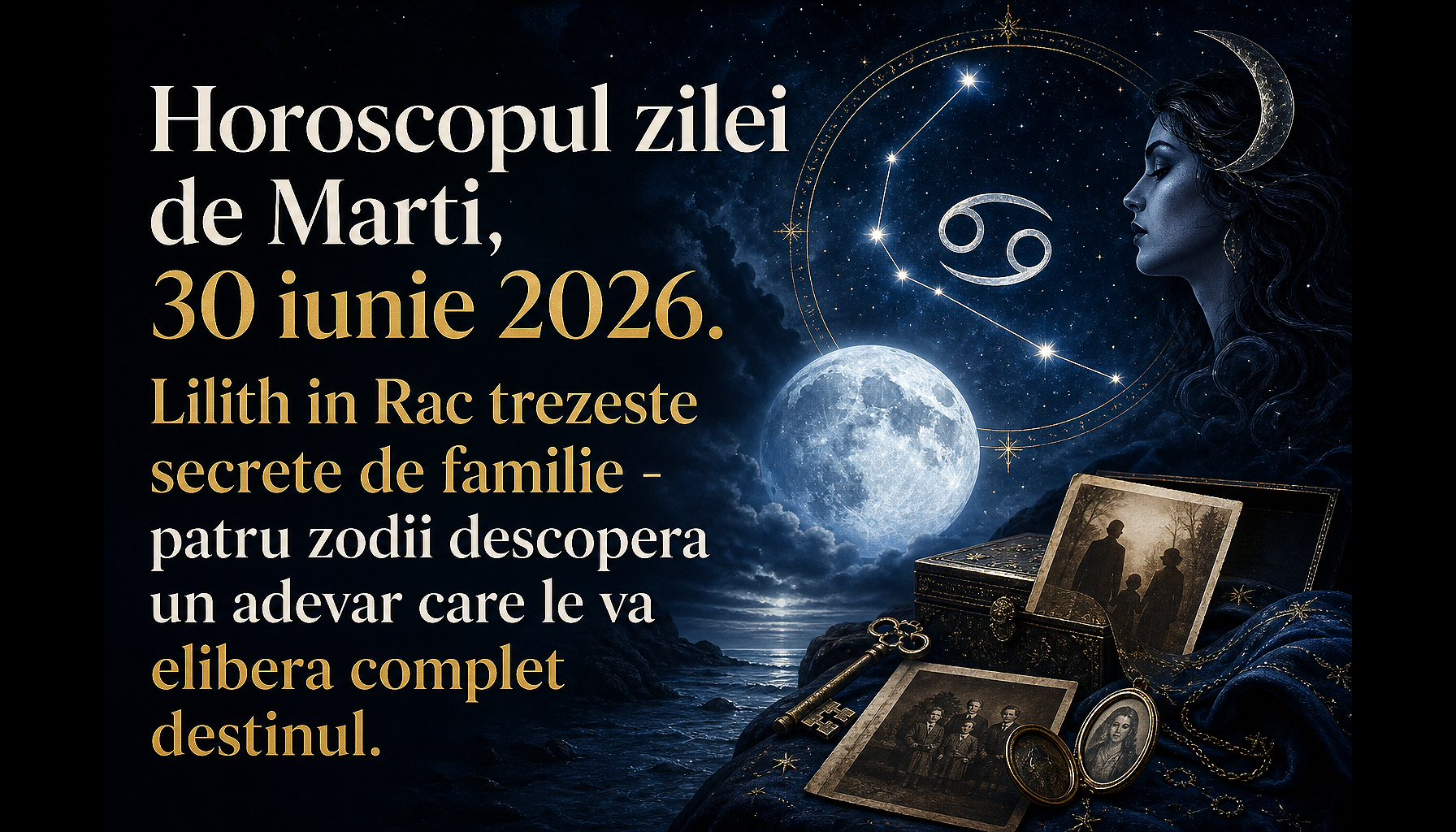 Horoscopul zilei de Marti, 30 iunie 2026. Lilith in Rac trezeste secrete de familie – patru zodii descopera un adevar care le va elibera complet destinul