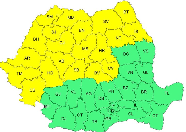 Vreme extremă în România! Unde lovesc vijeliile și grindina în următoarele ore