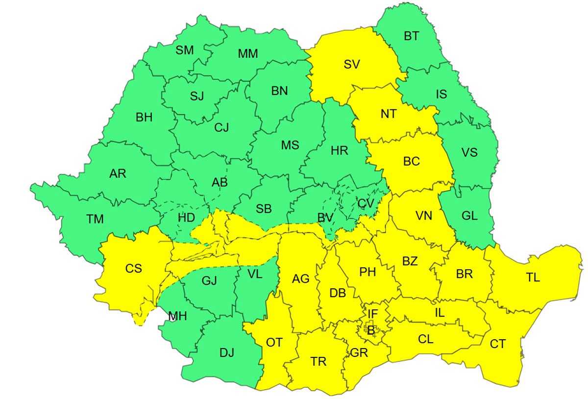 Se rupe cerul în România! Cod galben de furtuni și grindină: Ce trebuie să știi dacă ești în București