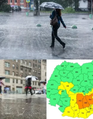 Vremea o ia razna! Cod portocaliu de furtuni și prăbușire de temperaturi: Ce zone sunt vizate în următoarele ore