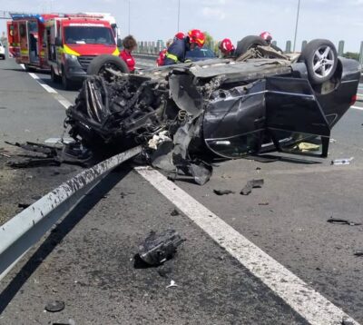 Clipe de coșmar pe autostrada A1: O femeie de 30 de ani a rămas încarcerată după un …