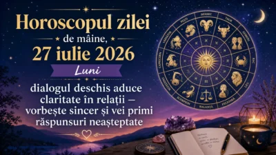 Horoscopul zilei de mâine, 27 iulie 2026. Luni, dialogul deschis aduce claritate în relații — vorbește sincer și vei primi răspunsuri neașteptate