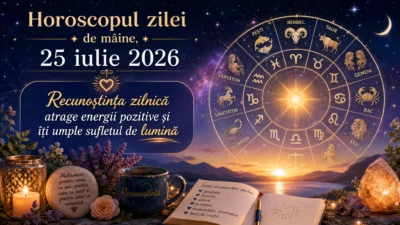 Horoscopul zilei de mâine, 25 iulie 2026. Recunoștința zilnică atrage energii pozitive și îți umple sufletul de lumină