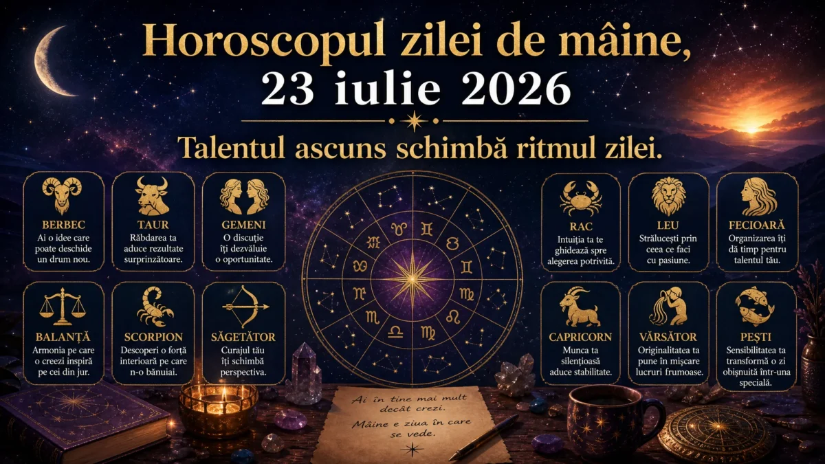 Horoscopul zilei de mâine, 23 iulie 2026. Talentul ascuns schimbă ritmul zilei