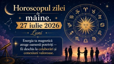 Horoscopul zilei de mâine, 27 iulie 2026. Luni, energia ta magnetică atrage oamenii potriviți — fii deschis la colaborări și conexiuni valoroase
