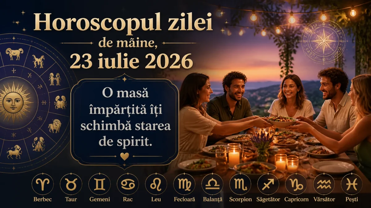 Horoscopul zilei de mâine, 23 iulie 2026. O masă împărțită îți schimbă starea de spirit