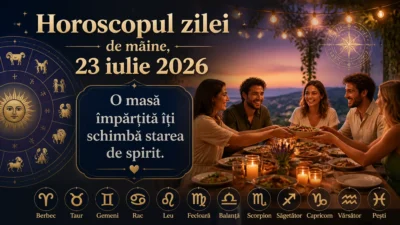 Horoscopul zilei de mâine, 23 iulie 2026. O masă împărțită îți schimbă starea de spirit