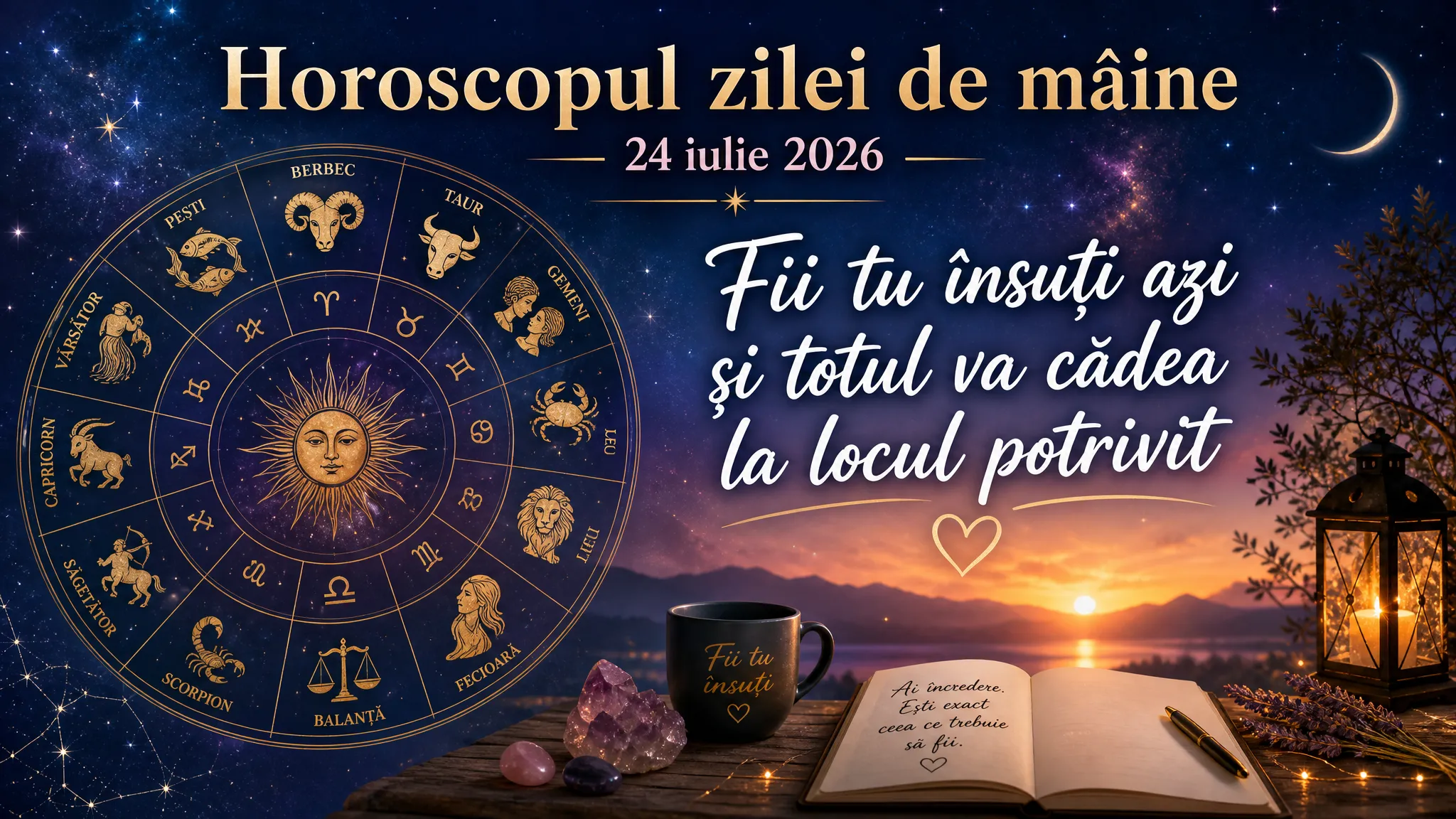 Horoscopul zilei de mâine, 24 iulie 2026. Fii tu însuți azi și totul va cădea la locul potrivit