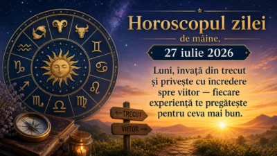 Horoscopul zilei de mâine, 27 iulie 2026. Luni, învață din trecut și privește cu încredere spre viitor — fiecare experiență te pregătește pentru ceva mai bun