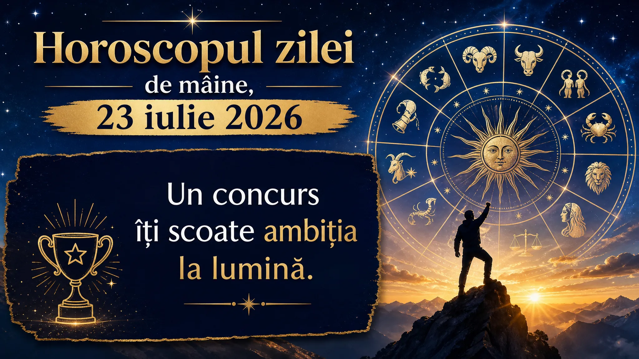 Horoscopul zilei de mâine, 23 iulie 2026. Un concurs îți scoate ambiția la lumină