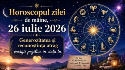 Horoscopul zilei de mâine, 26 iulie 2026. Generozitatea și recunoștința atrag energii pozitive în viața ta