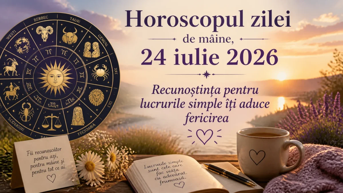 Horoscopul zilei de mâine, 24 iulie 2026. Recunoștința pentru lucrurile simple îți aduce fericirea