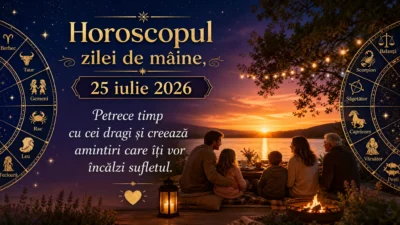 Horoscopul zilei de mâine, 25 iulie 2026. Petrece timp cu cei dragi și creează amintiri care îți vor încălzi sufletul