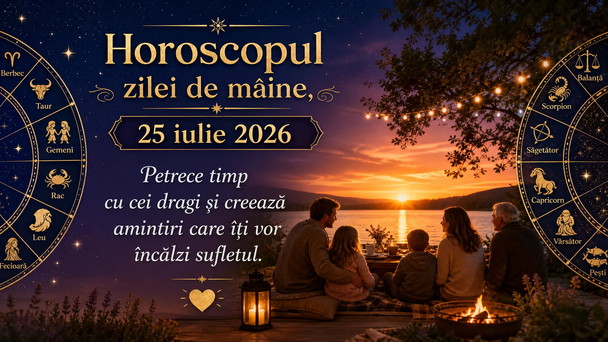 Horoscopul zilei de mâine, 25 iulie 2026. Petrece timp cu cei dragi și creează amintiri care îți vor încălzi sufletul