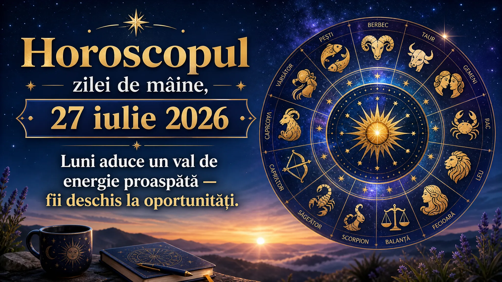 Horoscopul zilei de mâine, 27 iulie 2026. Luni aduce un val de energie proaspătă — fii deschis la oportunități