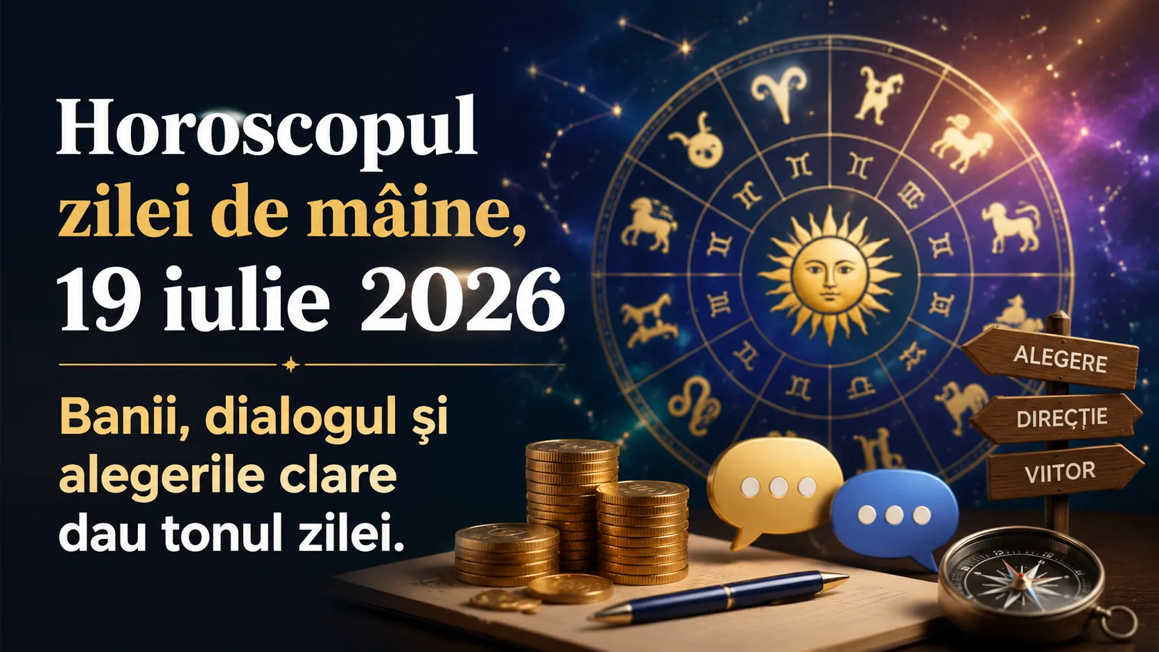 Horoscopul zilei de mâine, 19 iulie 2026. Banii, dialogul și alegerile clare dau tonul zilei