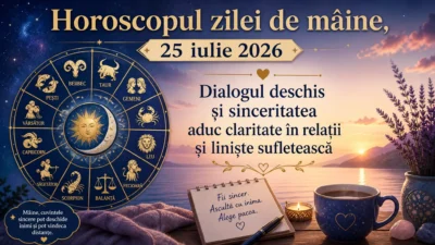 Horoscopul zilei de mâine, 25 iulie 2026. Dialogul deschis și sinceritatea aduc claritate în relații și liniște sufletească