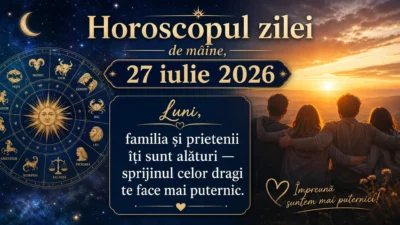 Horoscopul zilei de mâine, 27 iulie 2026. Luni, familia și prietenii îți sunt alături — sprijinul celor dragi te face mai puternic