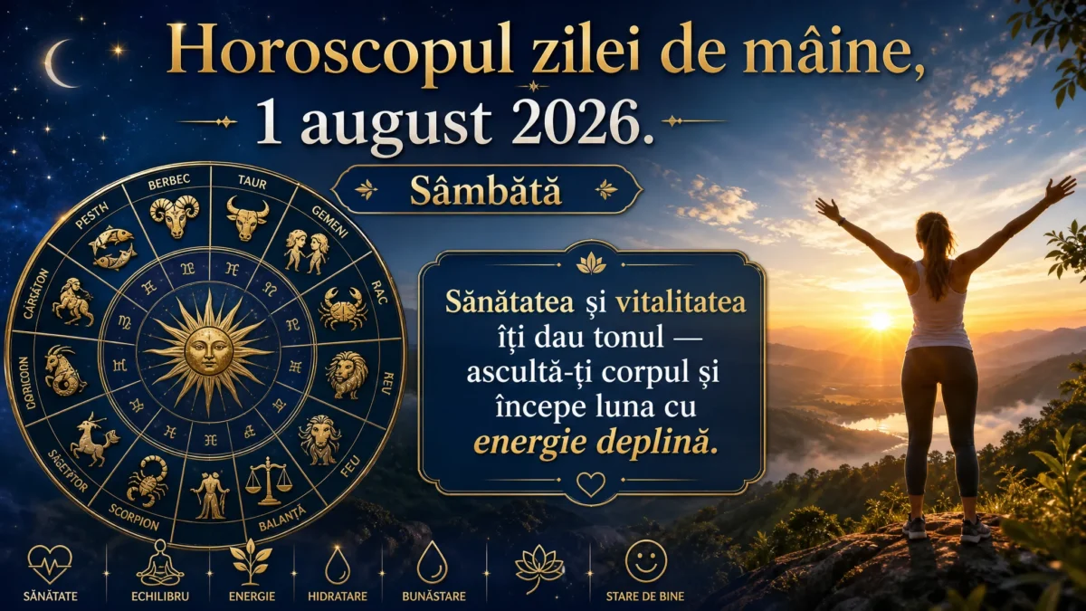 Horoscopul zilei de mâine, 1 august 2026. Sâmbătă, sănătatea și vitalitatea îți dau tonul — ascultă-ți corpul și începe luna cu energie deplină