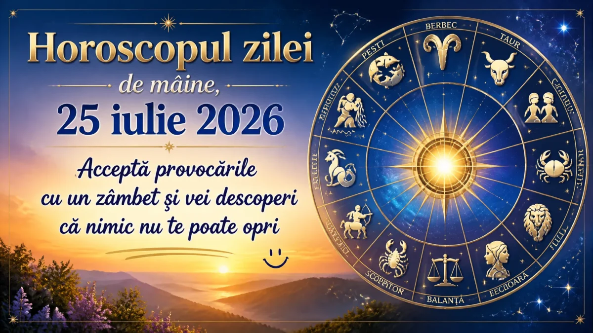 Horoscopul zilei de mâine, 25 iulie 2026. Acceptă provocările cu un zâmbet și vei descoperi că nimic nu te poate opri