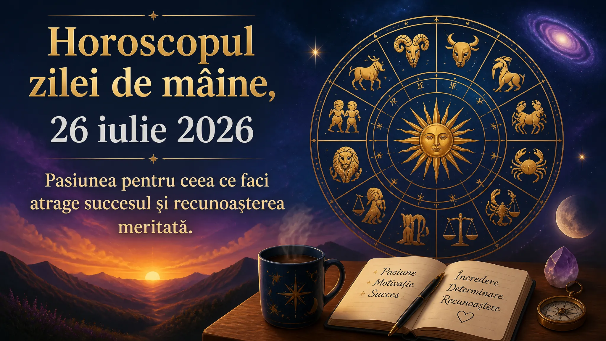 Horoscopul zilei de mâine, 26 iulie 2026. Pasiunea pentru ceea ce faci atrage succesul și recunoașterea meritată
