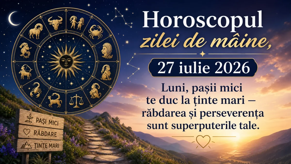 Horoscopul zilei de mâine, 27 iulie 2026. Luni, pașii mici te duc la ținte mari — răbdarea și perseverența sunt superputerile tale