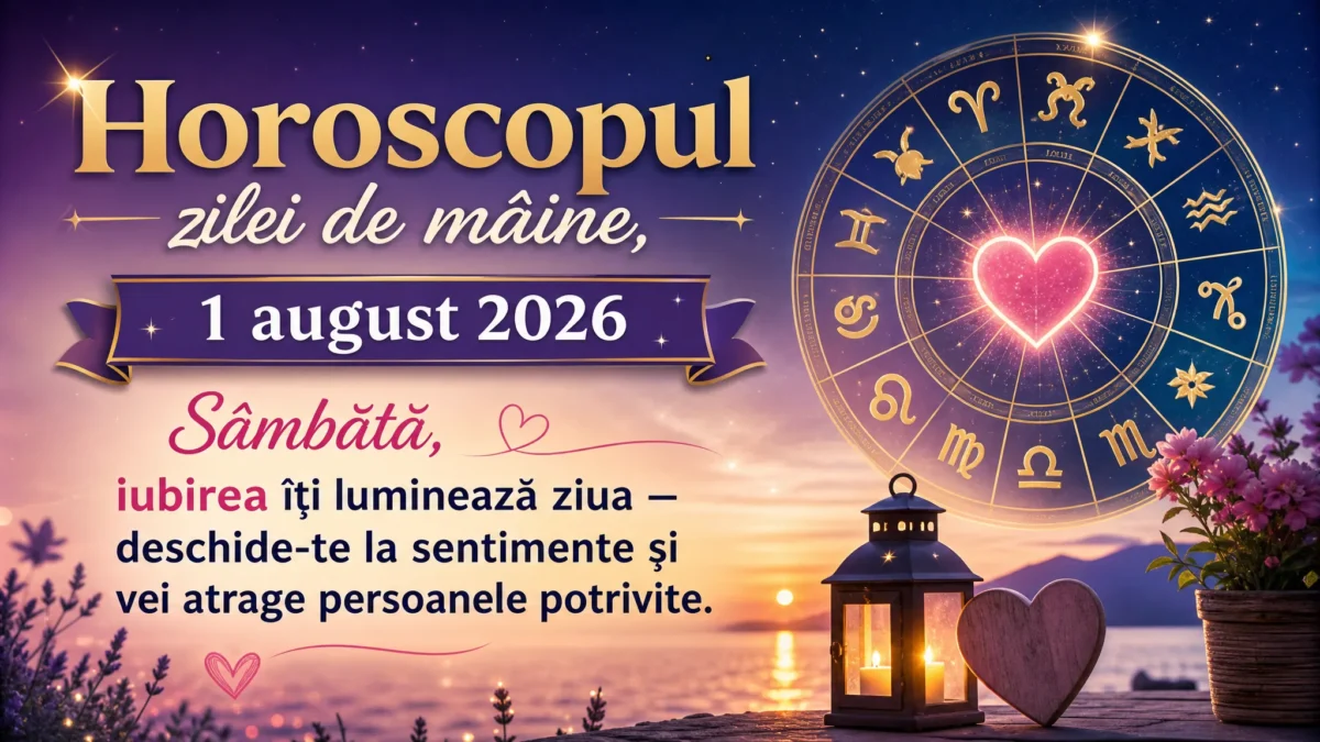 Horoscopul zilei de mâine, 1 august 2026. Sâmbătă, iubirea îți luminează ziua — deschide-te la sentimente și vei atrage persoanele potrivite