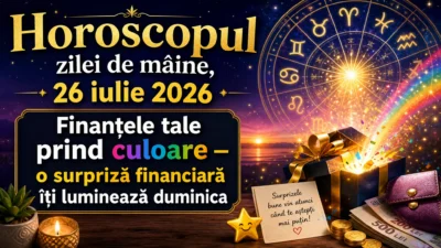 Horoscopul zilei de mâine, 26 iulie 2026. Finanțele tale prind culoare — o surpriză financiară îți luminează duminica
