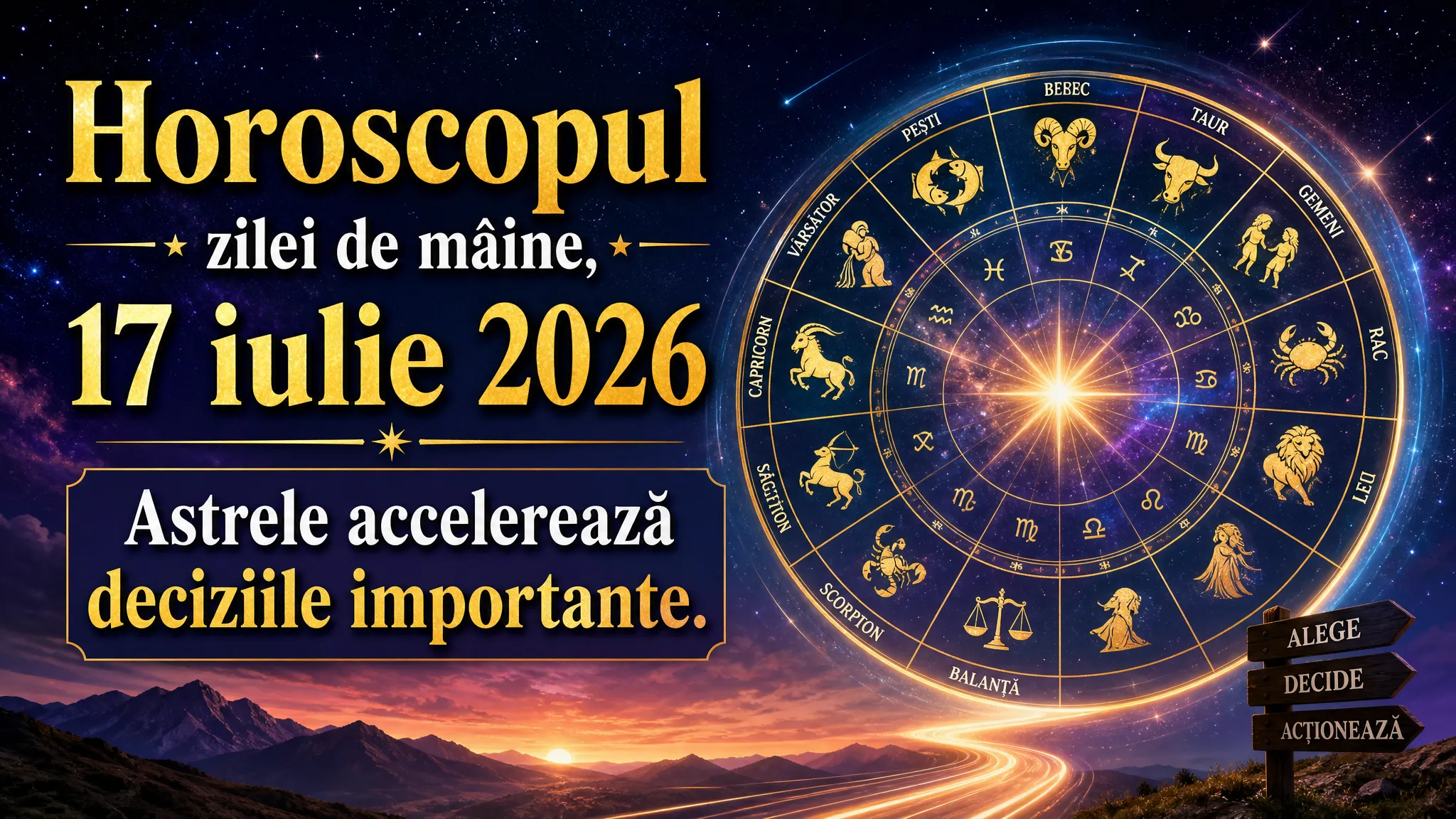 Horoscopul zilei de mâine, 17 iulie 2026. Astrele accelerează deciziile importante