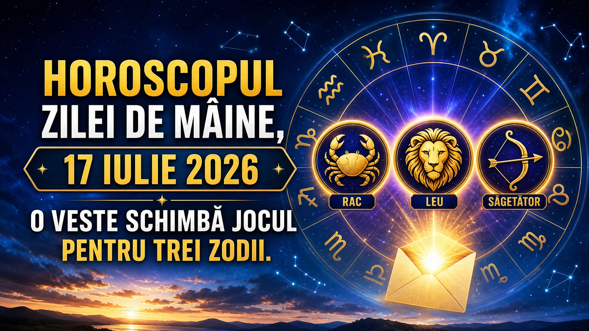 Horoscopul zilei de mâine, 17 iulie 2026. O veste schimbă jocul pentru trei zodii