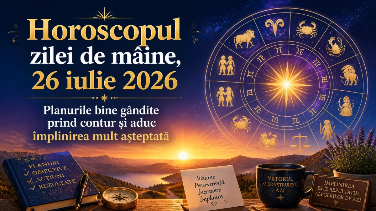 Horoscopul zilei de mâine, 26 iulie 2026. Planurile bine gândite prind contur și aduc împlinirea mult așteptată
