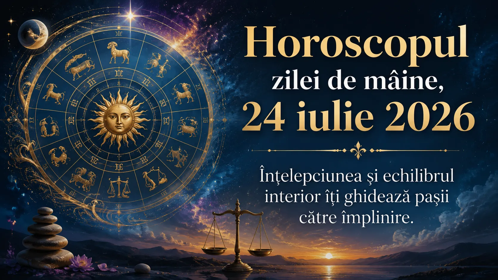 Horoscopul zilei de mâine, 24 iulie 2026. Înțelepciunea și echilibrul interior îți ghidează pașii către împlinire